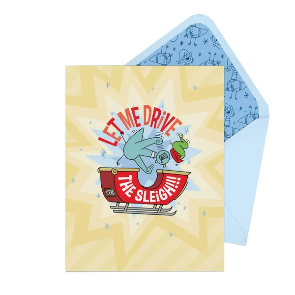 The Pigeon Let Me Drive the Sleigh!!! Greeting Card poster